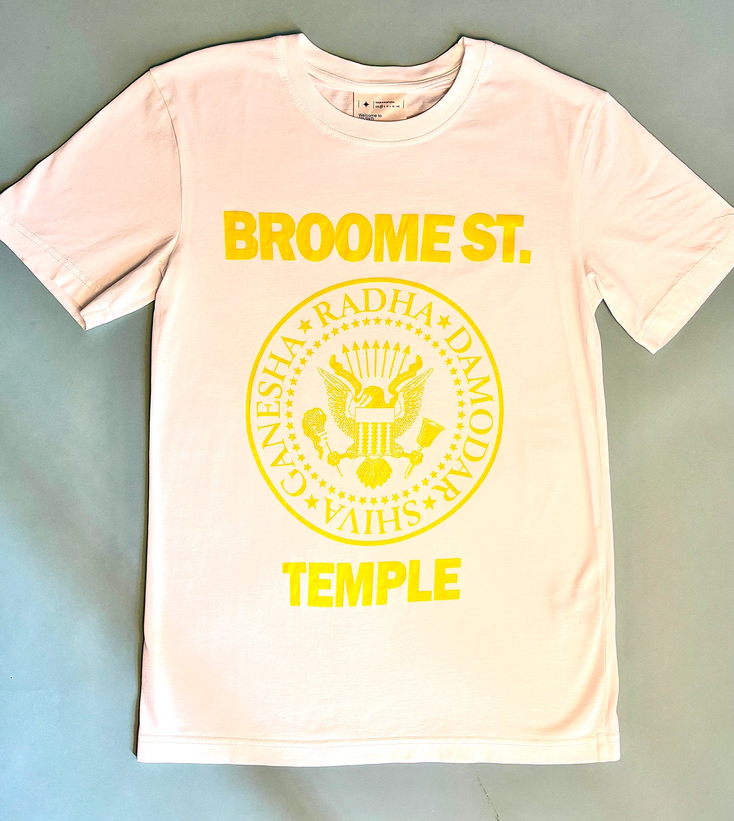 Ramones White Tee with Sunshine Yellow Ink