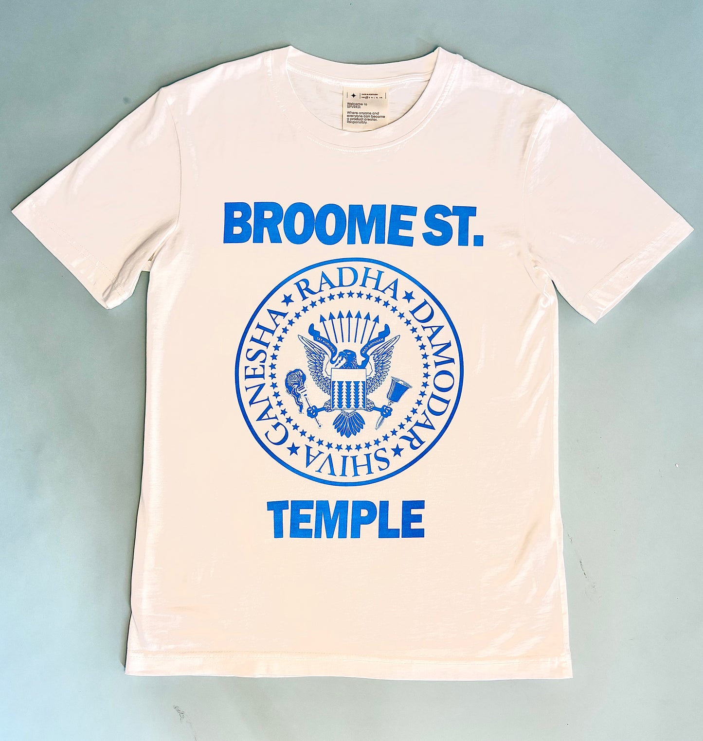 Ramones White Tee with Royal Blue Ink